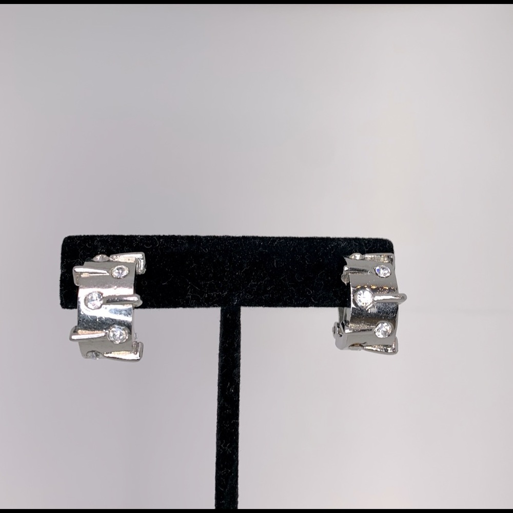 Vintage edgy silver and rhinestone earrings